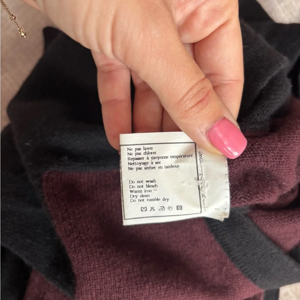 Authentic CHANEL Iconic 1995 winter runway cashmere plum buttoned cardigan